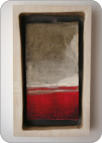 Zyclus Innenraum 24, 2008, 18,5 x 31 x 5,5 cm, Holz, Wachs, Acrylfarbe und Früchter Schiefer  auf Pappe
